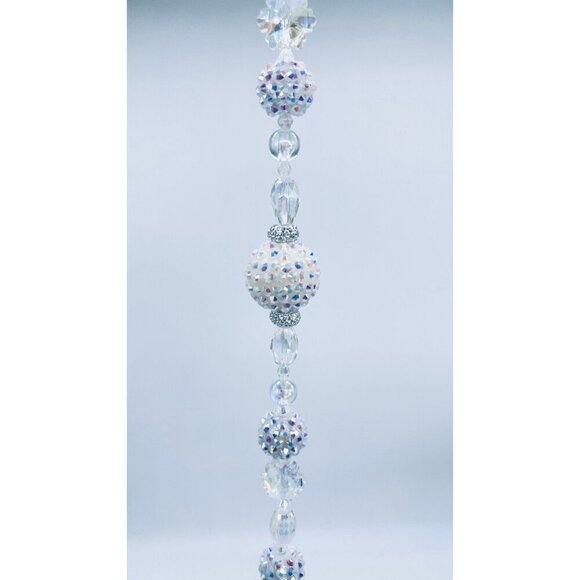 Beaded Suncatcher White & Clear Crystal Prism Hanging Patio Decor Yard Art - Picture 5 of 10